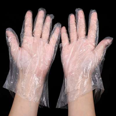 transparent white food grade plastic gloves finger textured disposable PE gloves