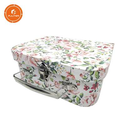 Lovely Girl Bulk Luxury Customizable Design Logo Paper Cardboard Suitcase Box With Handle and Lock