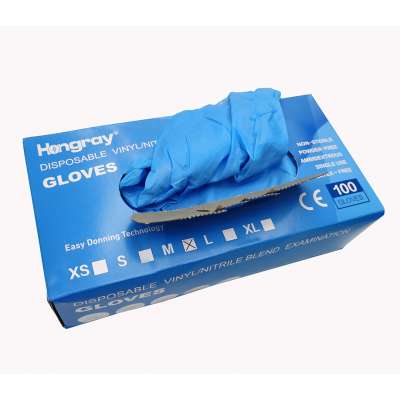 Manufacture cheap disposable blend vinyl  nitrile gloves examination powder free synthetic nitrile gloves