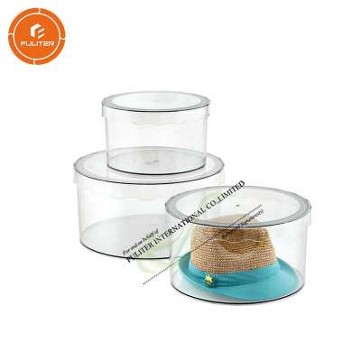 Plastic round hat box round transparent plastic gift box hat packaging box