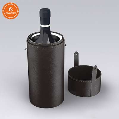 Wholesale Customized Tube Shape Portable Leather Wine Box