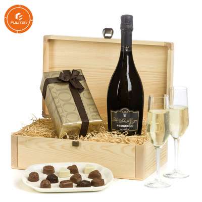 Wooden Customized Logo Chocolate Wine Bottle  Packing Box