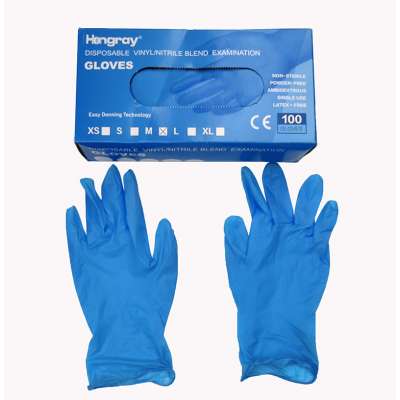 non sterile blue disposable blend vinyl  nitrile gloves  powder free synthetic nitrile gloves